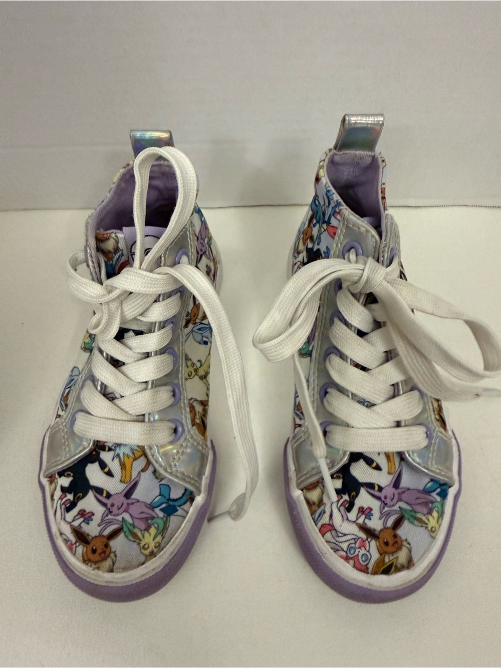 Nintendo Kids Lavender and White Eevee Group High-Top Sneakers